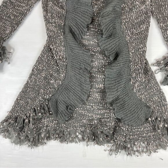 Papillon Vancouver Los Angeles Cardigan Lace Trim Gray Knit Ruffled Women S - Picture 3 of 10